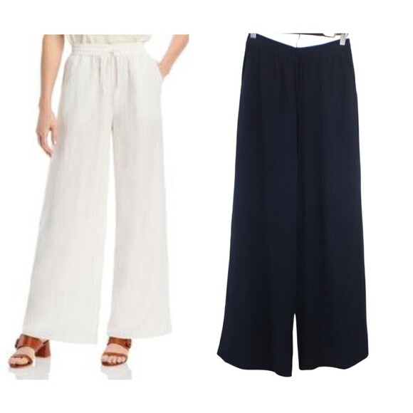 Kobi Halperin Size S Louise Blue Linen Tencel Pullon Wide Leg Pants NEW Trousers - Picture 4 of 12